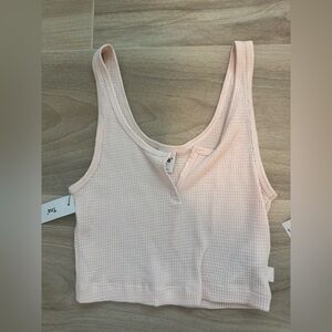 NWT Aritzia TNA small pink waffle notch tank top